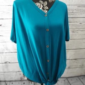 Teal button up